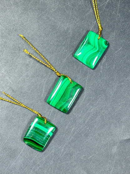 AAA NATURAL Malachite Gemstone Pendant 26x20mm Rectangle Shape Pendant, Gorgeous Natural Green Malachite Gemstone Pendant, Great Quality