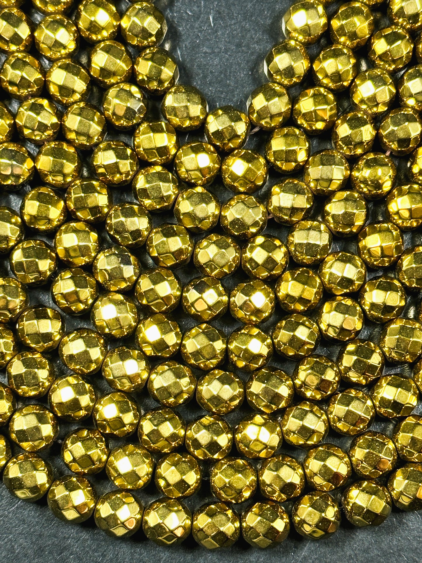 NATURAL Pyrite Gemstone Bead Faceted 2mm 4mm 6mm 8mm Round Beads, Beautiful Gold Color Plated Pyrite Gemstone Loose Bead Full Strand 15.5"