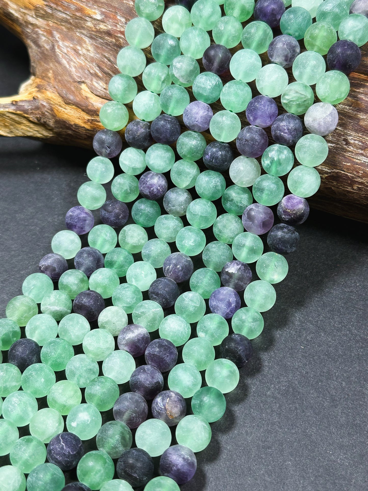 Natural Matte Fluorite Gemstone Bead 4mm 6mm 8mm 10mm 12mm Round Beads, Beautiful Natural Matte Green Purple Fluorite Beads 15.5" Strand