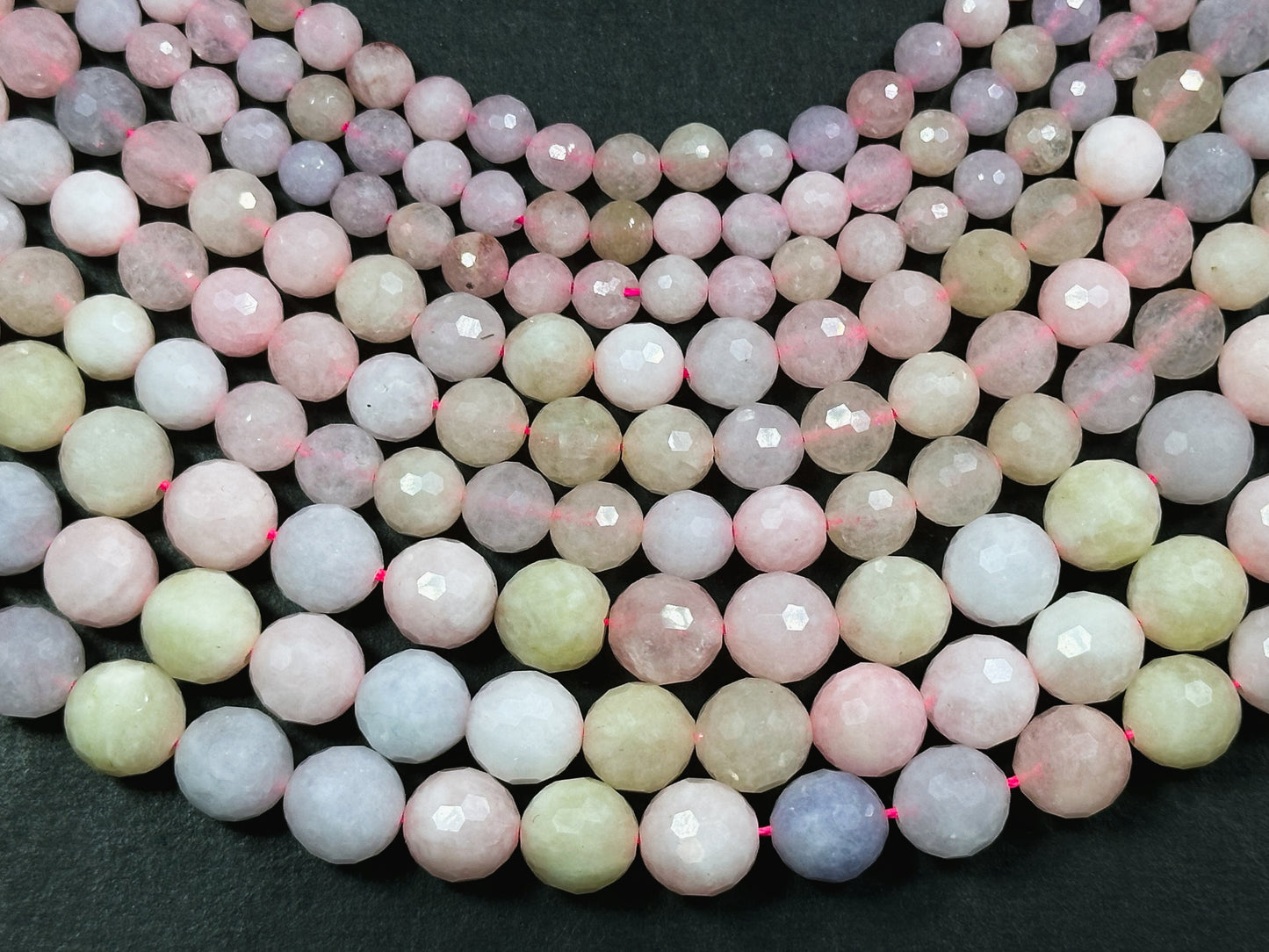 Natural Morganite Gemstone Bead Faceted 6mm 8mm 10mm Round Bead, Beautiful Multicolor Pastel Pink Yellow Blue Color Morganite Beads, 15.5"