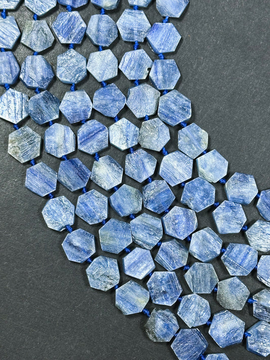 Natural Kyanite Gemstone Bead 14mm Hexagon Shape Bead, Beautiful Natural Blue Color Kyanite Gemstone Beads, Great Quality Full Strand 15.5"