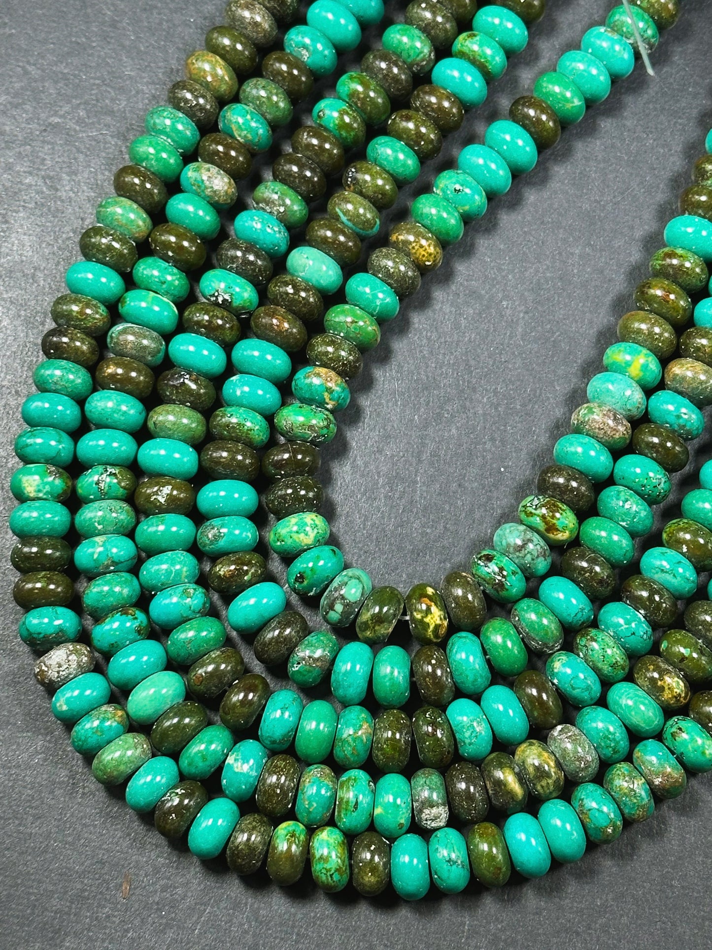 Natural Chinese Turquoise Gemstone Bead 10x6mm Rondelle Shape, Beautiful Green Blue Brown Color Turquoise Beads, Great Quality 15.5" Strand