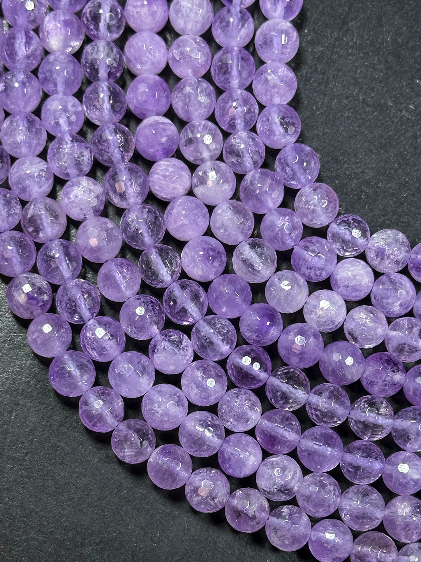 AAA Natural Lavender Jade Gemstone Bead Faceted 6mm 8mm 10mm Round Bead, Gorgeous Natural Clear Lavender Purple Jade Excellent Quality 15.5"