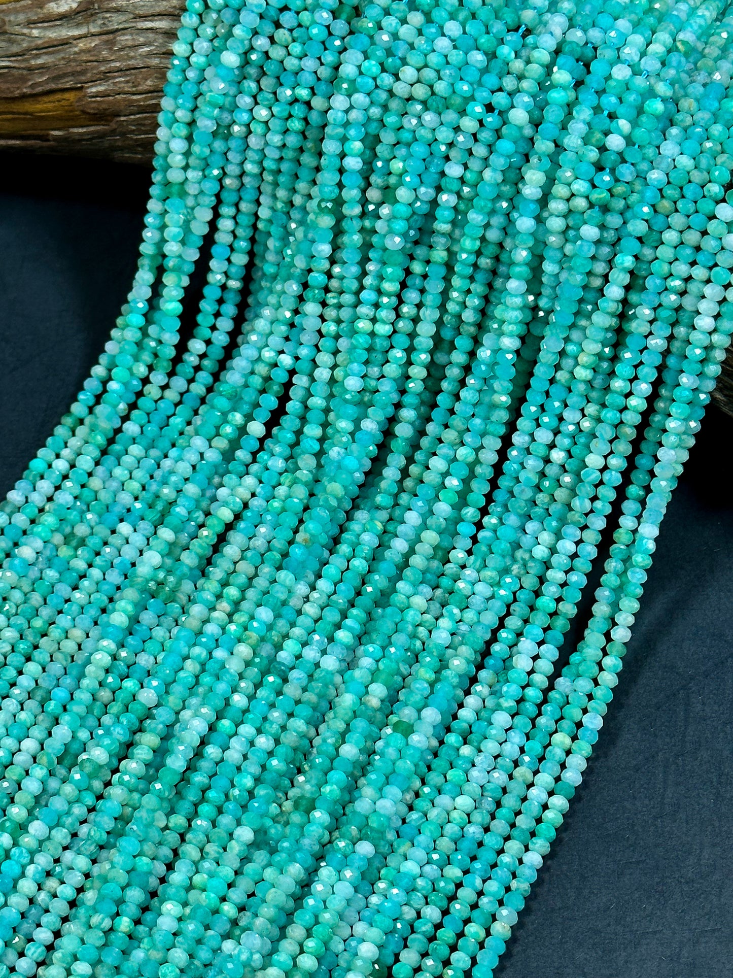 NATURAL Amazonite Gemstone Bead Faceted 3mm Rondelle Shape Bead, Beautiful Natural Green Blue Color Amazonite Loose Beads Full Strand 15.5"