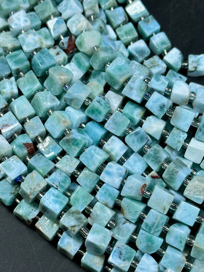 AAA Natural Larimar Gemstone Bead 6mm Cube Shape, Beautiful Natural Blue Color Larimar Gemstone Bead, Excellent High Quality 15.5" Strand