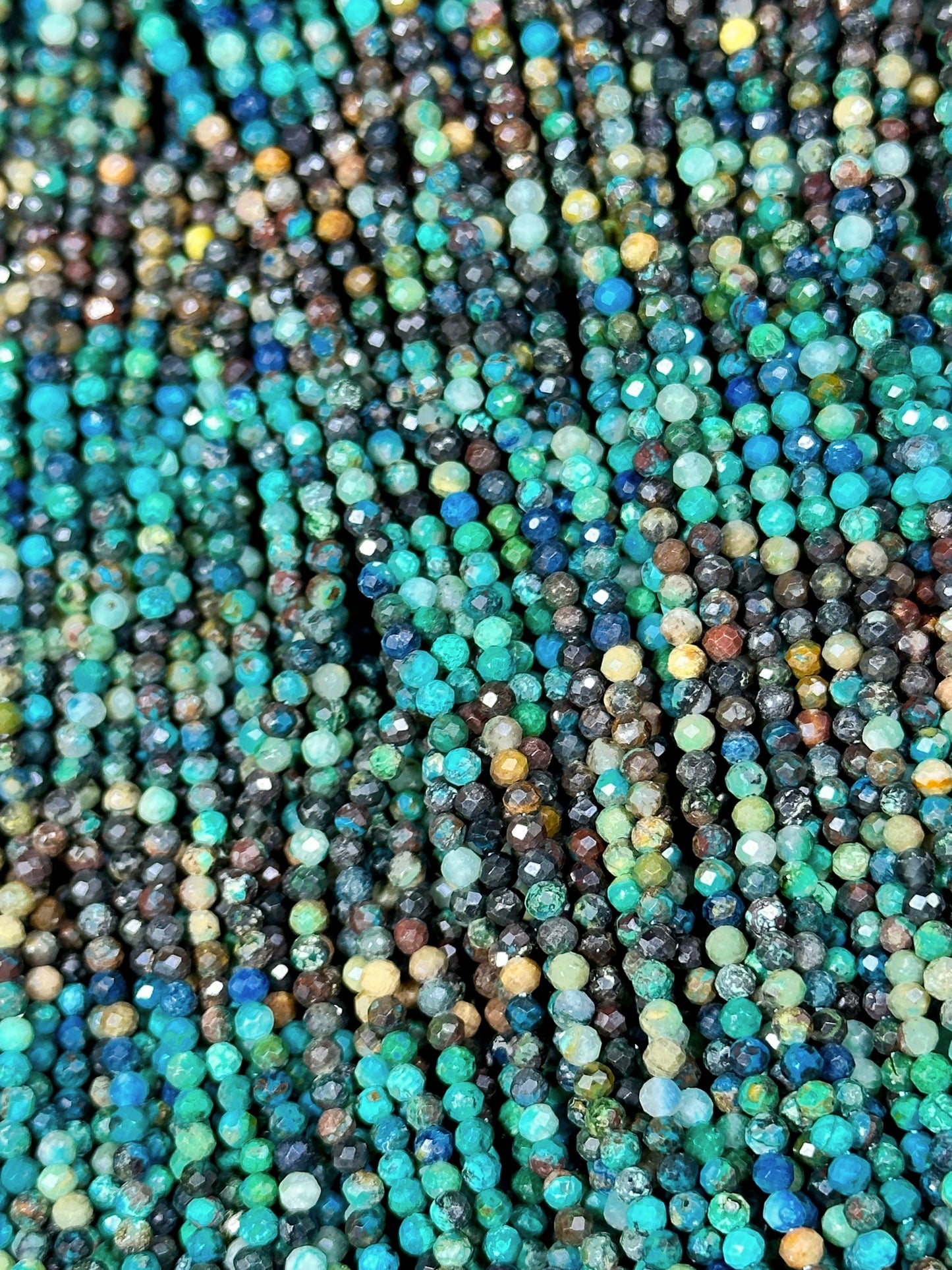 NATURAL Turquoise Gemstone Bead Faceted 2mm Round Beads, Gorgeous Blue Brown Color Turquoise Gemstone Beads Full Strand 15.5"