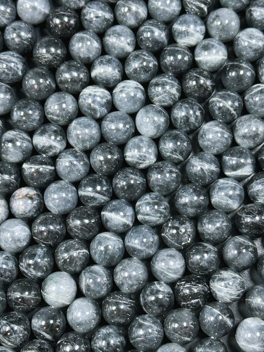 Natural Black Jasper Gemstone Bead 10mm Round Beads, Beautiful Black Dark Gray Color Jasper Gemstone Beads, Great Quality Full Strand 15.5"