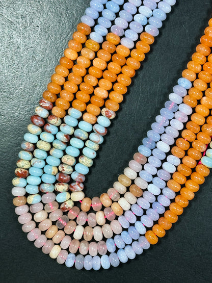 Natural Mixed Gemstone Beads 8x5mm Rondelle Shape, Beautiful Flower Agate Aquamarine Jade Imperial Jasper Gemstone Beads, Full Strand 15.5"