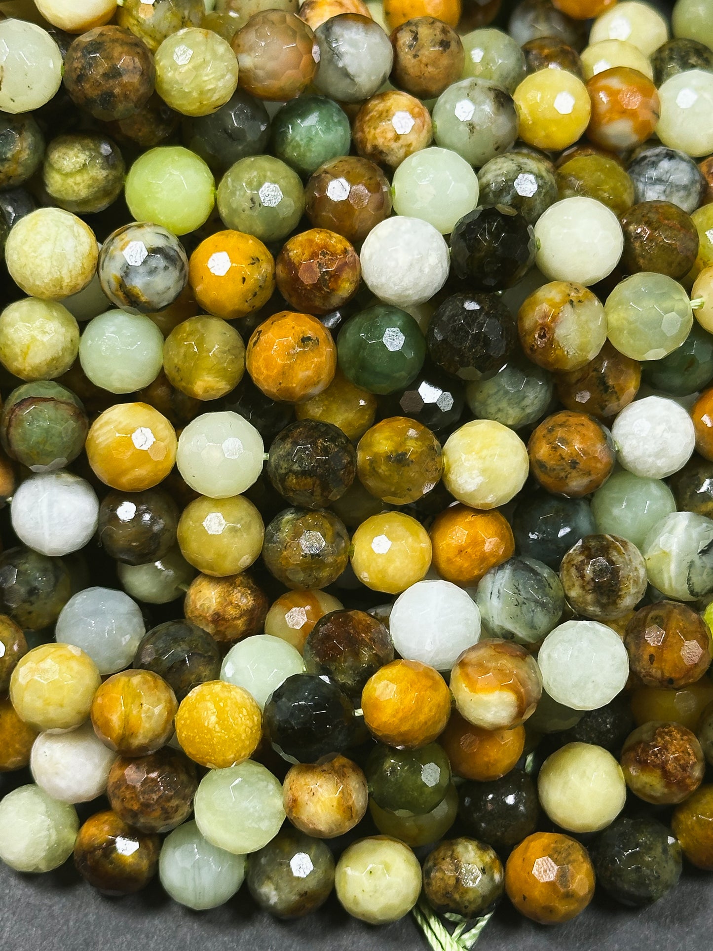 Natural Flower Jade Gemstone Bead Faceted 6mm 8mm 10mm Round Beads, Gorgeous Natural Multicolor Flower Jade Gemstone Beads Full Strand 15.5"