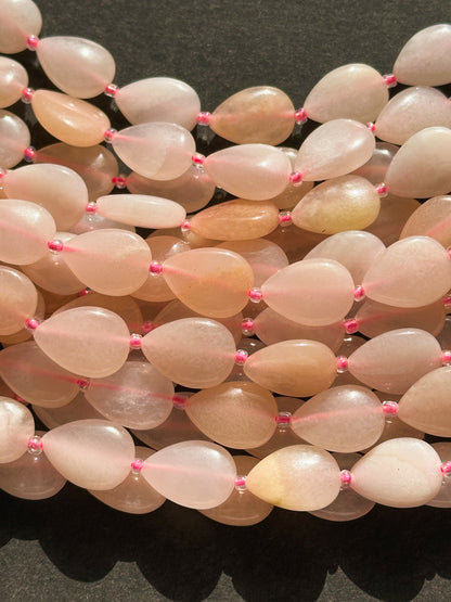 Natural Cherry Blossom Flower Agate Gemstone Bead 18x13mm Teardrop Shape, Beautiful Natural Pink Beige Color Flower Agate Stone Beads 15.5"