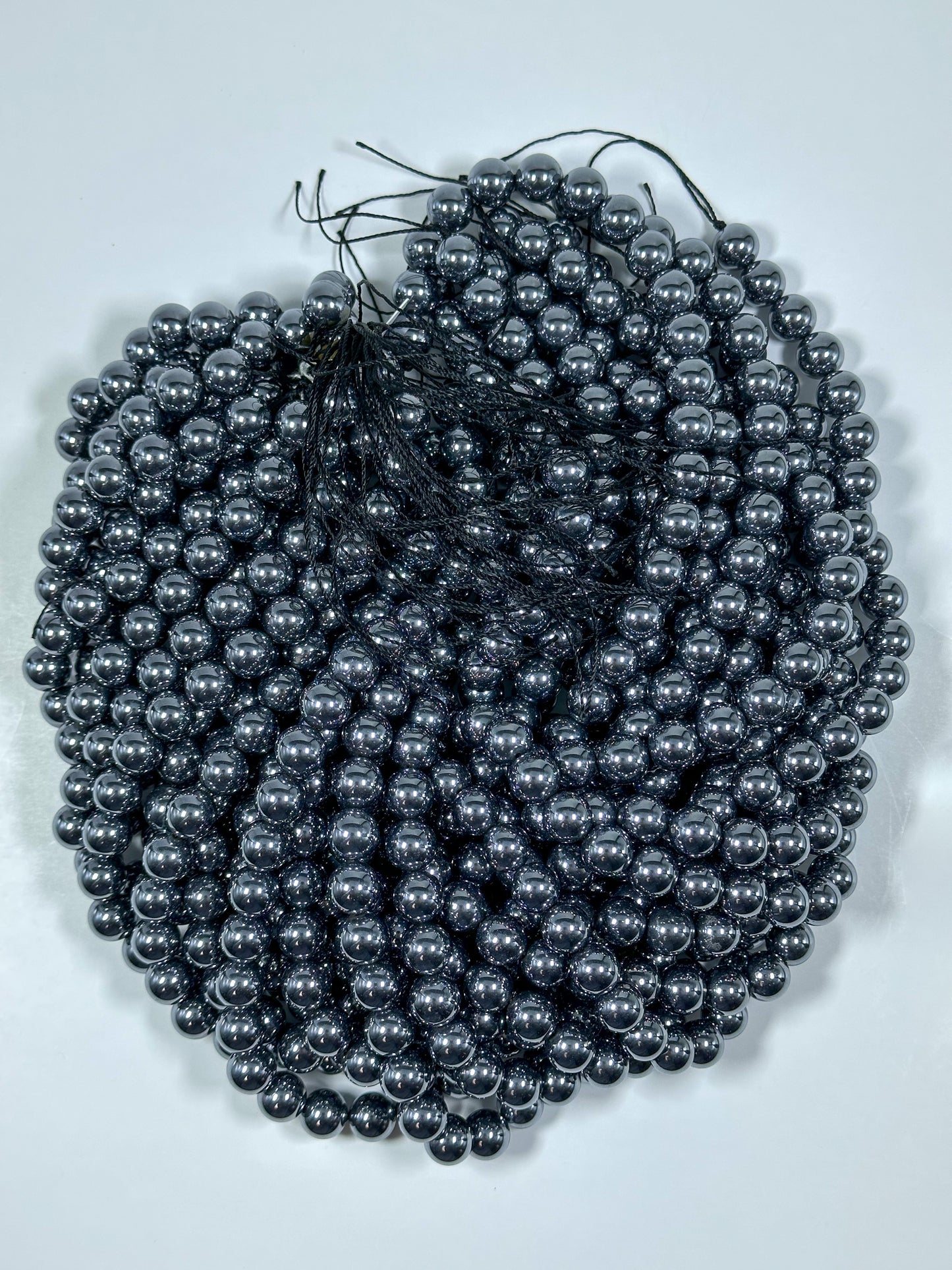 NATURAL Gunmetal Hematite Gemstone Bead, 4mm 6mm 8mm 10mm Round Beads, Gorgeous Gunmetal Dark Gray Color Loose Beads Full Strand 15.5"