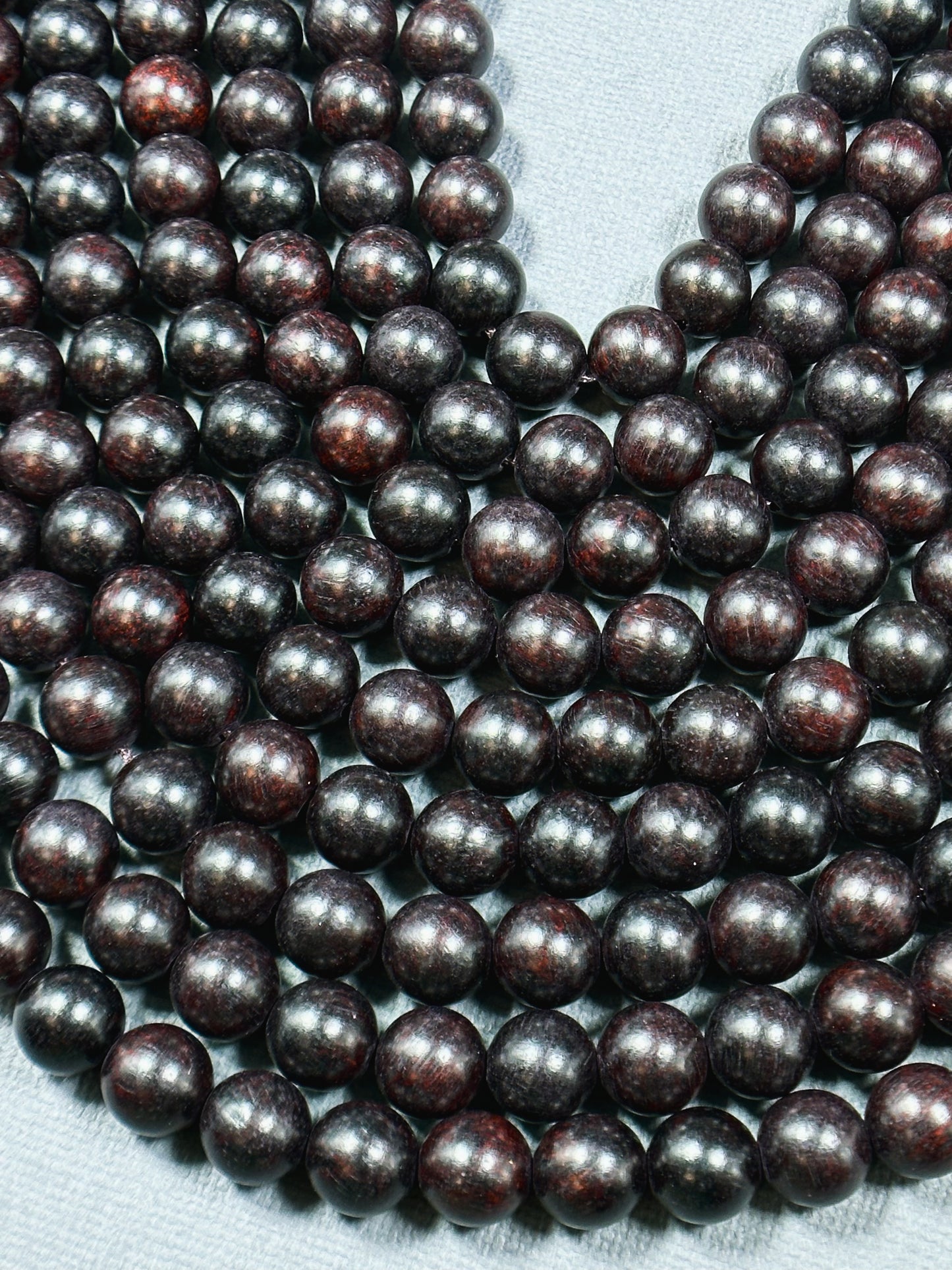 Natural Ebony Blackwood Beads 6mm 8mm 10mm Round Beads, Natural Black Aromatic Wood Meditation Prayer Mala Beads Full Strand 15.5"