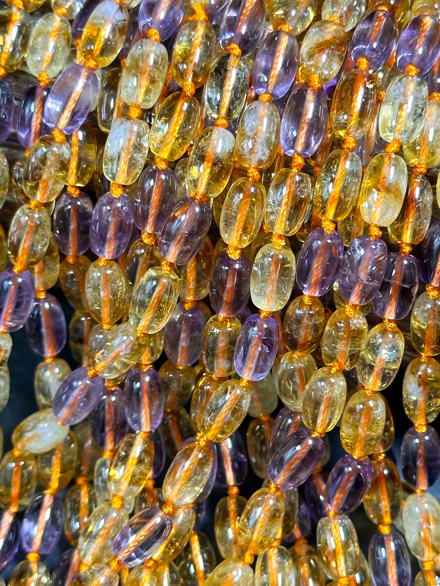 AAA NATURAL Ametrine Gemstone Bead 11x7mm Tube Shape, Beautiful Natural Orange Purple Color Citrine Amethyst Gemstone Bead Excellent Quality