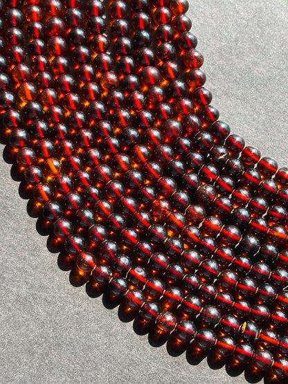 Natural Baltic Gold Gemstone Bead 5mm Round Beads, Beautiful Natural Dark Red Brown Color Baltic Gold Bead Great Quality Full Strand 15.5"