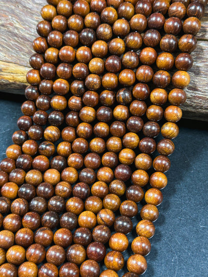 Natural Black Rosewood Beads 6mm 8mm 10mm Round Beads, Natural Dark Brown Aromatic Wood Meditation Prayer Mala Beads Full Strand 15.5"