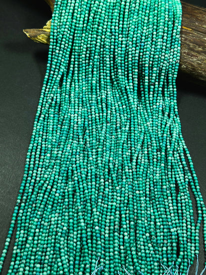 AAA Natural Turquoise Gemstone Bead 3mm Round Beads, Beautiful Green Blue Color Turquoise Gemstone Beads Excellent Quality Full Strand 15.5"