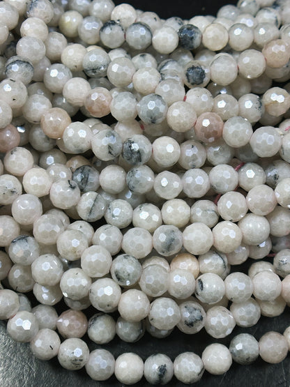 Mystic Natural Pink White Opal Gemstone Bead Faceted 6mm Round Bead, Beautiful Natural White Pink Color Mystic Opal Beads, Full Strand 15.5"
