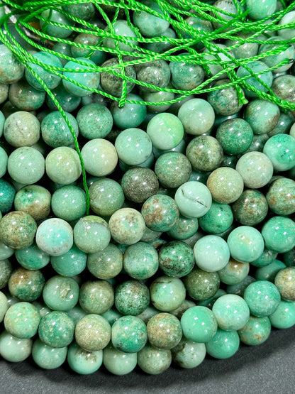 Natural Australian Green Grass Agate Gemstone Bead 6mm 8mm 10mm Smooth Round Beads, Gorgeous Green Color Grass Agate Gemstone Bead Great Quality 15.5"