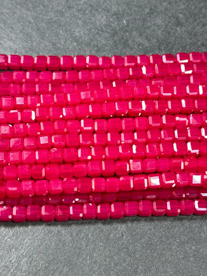 AAA Natural Red Ruby Gemstone Bead Faceted 4mm Cube Shape Beads, Beautiful Natural Red Ruby Stone Beads, Excellent Quality Full Strand 15.5"