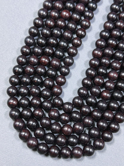 Natural Ebony Blackwood Beads 6mm 8mm 10mm Round Beads, Natural Black Aromatic Wood Meditation Prayer Mala Beads Full Strand 15.5"