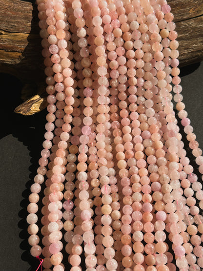 AAA Natural Morganite Gemstone 6mm 8mm Round Beads, Beautiful Natural Pink Morganite Gemstone Beads, Excellent Quality Full Strand 15.5"