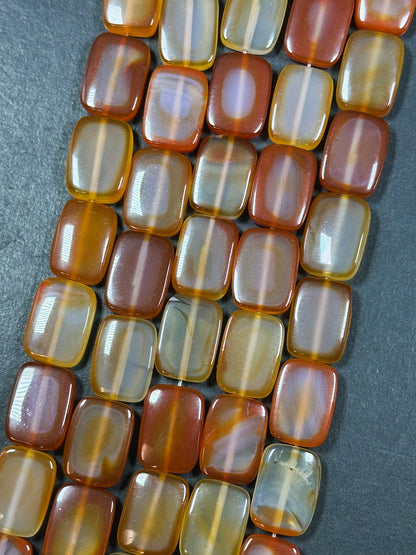 Natural Carnelian Gemstone Bead 18x13mm Rectangle Shape Bead, Beautiful Natural Orange Red Carnelian Bead, Great Quality Full Strand 15.5"