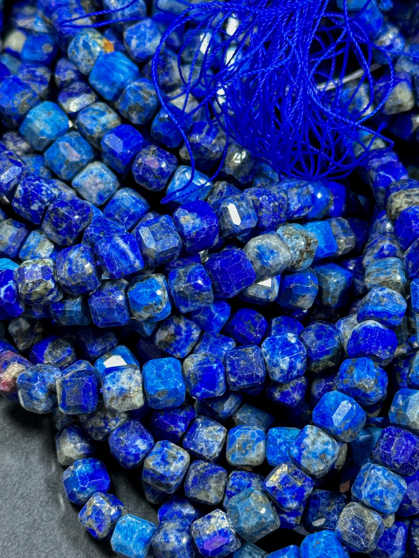 NATURAL Lapis Lazuli Gemstone Bead, Faceted 6mm Cube Shape Beads. Beautiful Natural Blue Color Lapis Lazuli Gemstone Beads Full Strand 15.5"