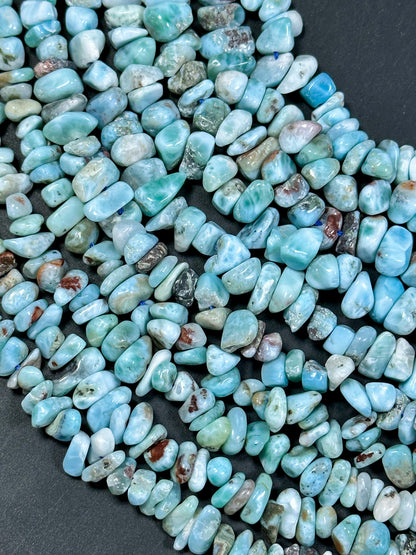 Natural Larimar Gemstone Bead 6-10mm Freeform Pebble Shape Beads, Gorgeous Natural Blue Color Larimar High Quality Gemstone Bead 15.5"