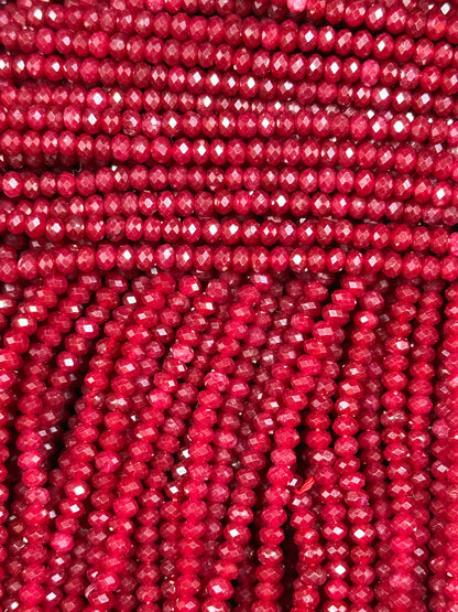 Natural Red Jade Gemstone Bead Faceted 3mm Bead, Gorgeous Natural Red Color Jade Bead Excellent Quality Full Strand 15.5"