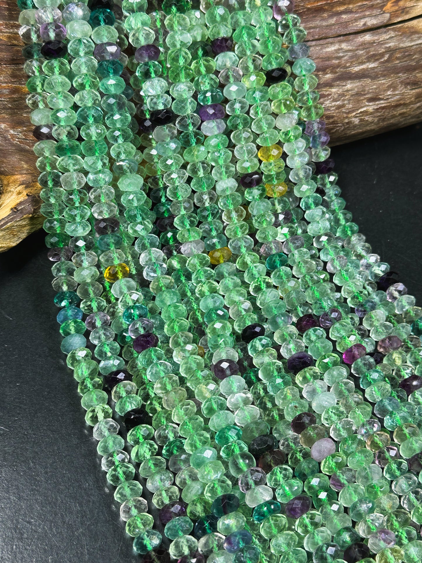 Natural Fluorite Gemstone Bead Faceted 9x5mm Rondelle Shape, Beautiful Natural Green Purple Color Fluorite, Excellent Quality 15.5" Strand