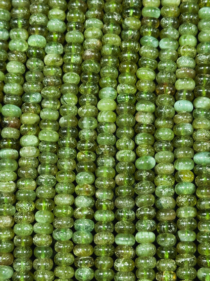 AAA Natural Green Garnet Gemstone Bead 4x2mm 6x3mm Rondelle Shape, Gorgeous Natural Green Color Garnet Bead, Excellent Quality Full Strand 15.5"