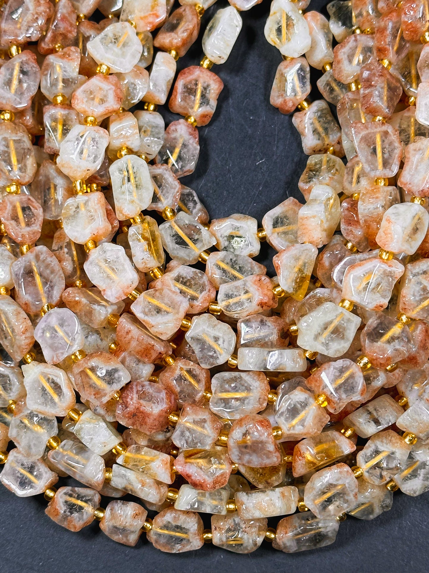 Natural Citrine Gemstone Bead 13mm Flat Freeform Shape Bead, Gorgeous Natural Orange Golden Yellow Clear Color Citrine Gemstone Beads 15.5"