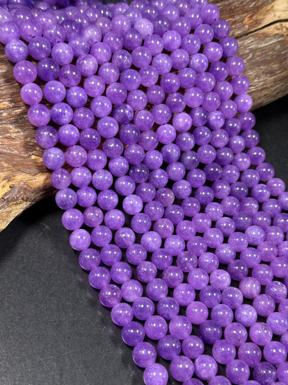 Natural Lavender Jade Gemstone Bead 6mm 8mm 10mm Round Beads, Beautiful Lavender Purple Color Jade Beads, Great Quality Full Strand 15.5"