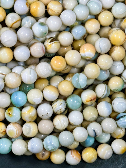 Natural Dragon Skin Agate Gemstone Bead 10mm Round Beads, Beautiful Light Blue Orange Beige Color Dragon Skin Agate Beads Great Quality 15.5