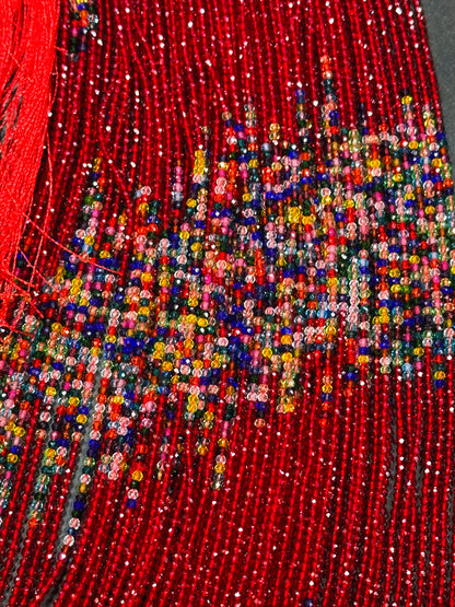 Beautiful Crystal Glass Beads, Faceted 2mm Round Beads, Gorgeous Red Rainbow Color Crystal Glass Beads, Glass Spacer Beads 14"