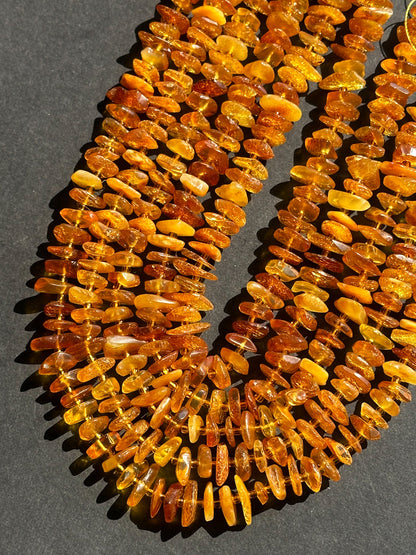 Natural Baltic Gold Amber Gemstone Bead Freeform Pinwheel Shape Bead, Gorgeous Natural Golden Orange Yellow Baltic Gold Stone Beads, 15.5" Strand