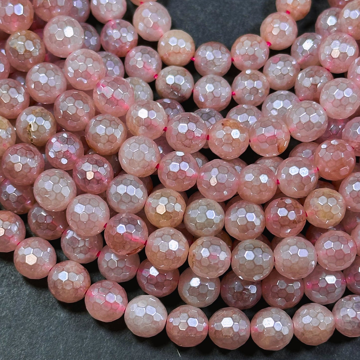 Mystic Natural Strawberry Quartz Gemstone Bead Faceted 6mm 8mm Round Beads, Beautiful Mystic Natural Pink Color Strawberry Quartz Bead 15.5"