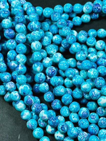 Beautiful Rain Flower Stone Bead 4mm 6mm 8mm 10mm Round Beads, Gorgeous Multicolor Blue Purple Color Rain Flower Bead Full Strand 15.5"