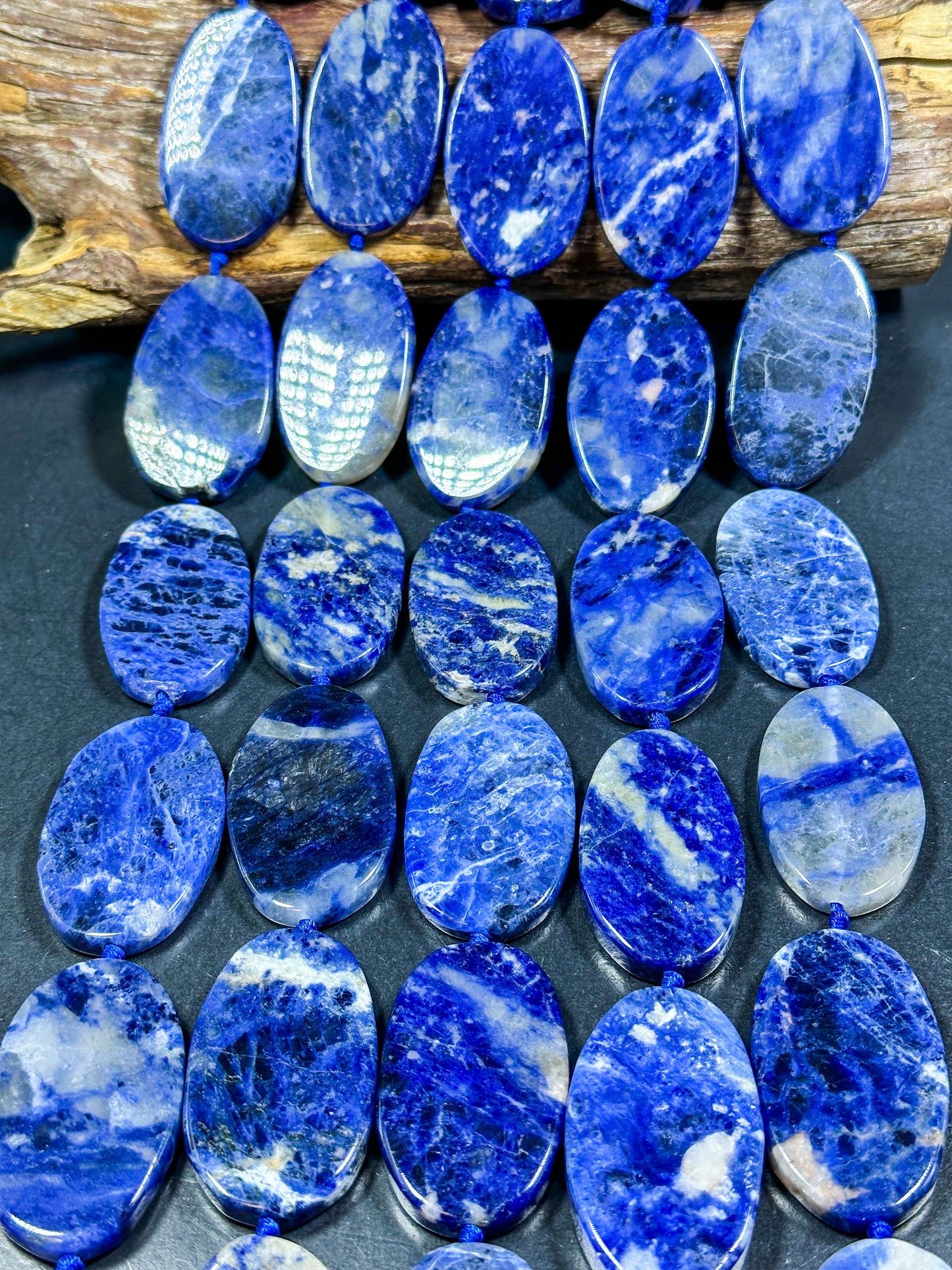 NATURAL Sodalite Gemstone Bead 51x30mm Oval Shape Bead, Beautiful Natural Blue White Color Sodalite Gemstone Loose Beads Full Strand 15.5"