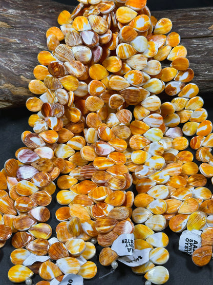 AAA Natural Spiny Oyster Shell Bead 15x10mm Teardrop Shape, Gorgeous Natural Orange Yellow Color Spiny Oyster Shell Beads Excellent Quality