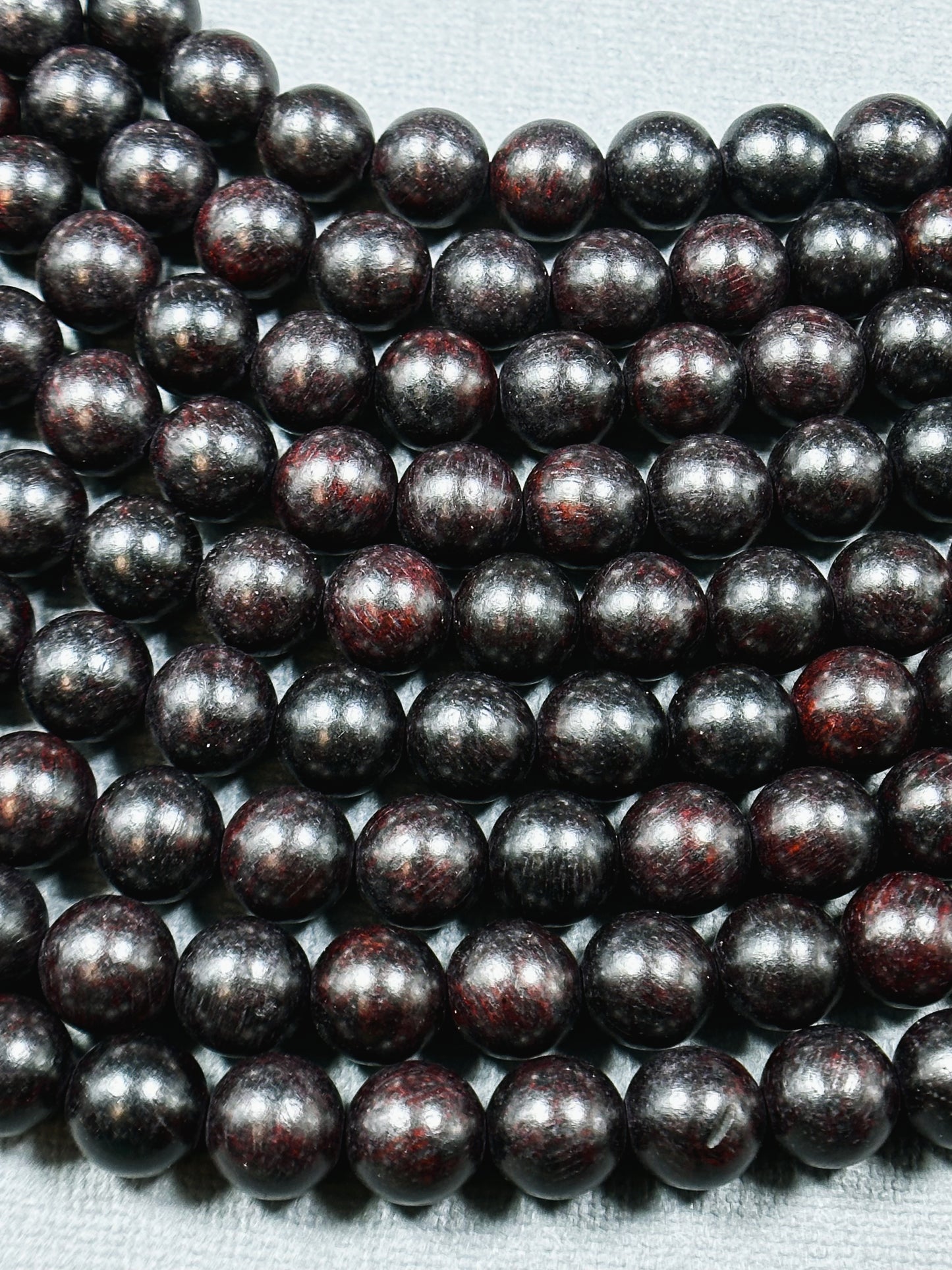 Natural Ebony Blackwood Beads 6mm 8mm 10mm Round Beads, Natural Black Aromatic Wood Meditation Prayer Mala Beads Full Strand 15.5"