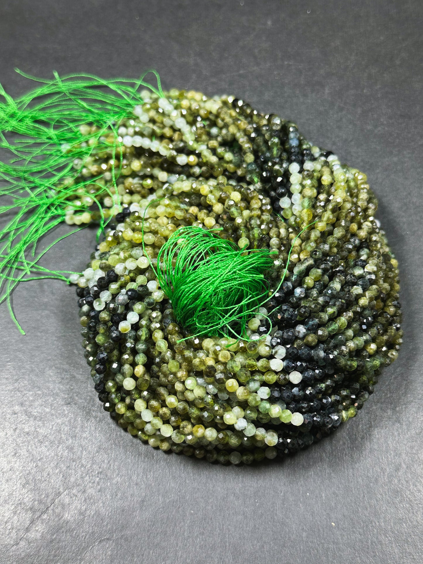 AAA Natural Green Tourmaline Gemstone Bead Faceted 4mm Round Beads, Beautiful Natural Multi Green Tourmaline Beads Excellent Quality 15.5"