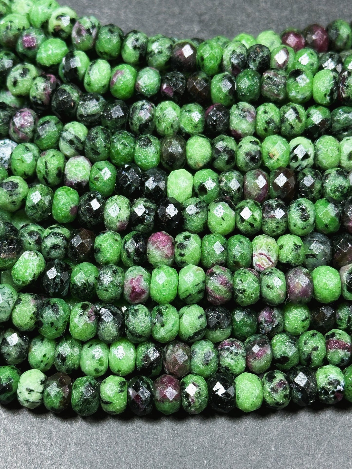 Natural Ruby Zoisite Gemstone Bead Faceted 8x5mm Rondelle Beads, Beautiful Natural Green Ruby Red Ruby Zoisite Beads Excellent Quality 15.5"