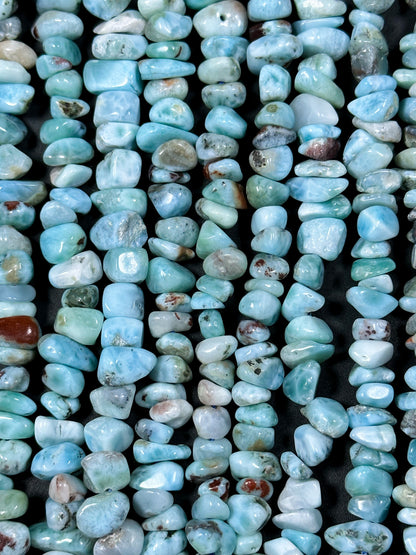 Natural Larimar Gemstone Bead 6-10mm Freeform Pebble Shape Beads, Gorgeous Natural Blue Color Larimar High Quality Gemstone Bead 15.5"