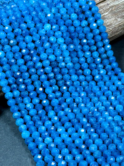 NATURAL Blue Apatite Gemstone Bead Faceted 6x5mm 8x6mm Rondelle Shape, Beautiful Blue Color Apatite Gemstone Bead, Great Quality Apatite 15.5"