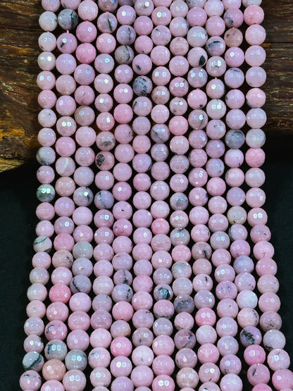 Mystic Natural Pink Opal Gemstone Bead Faceted 8mm 10mm Round Beads, Beautiful Pink Color Pink Opal Gemstone Bead Great Quality, 15.5" Strand