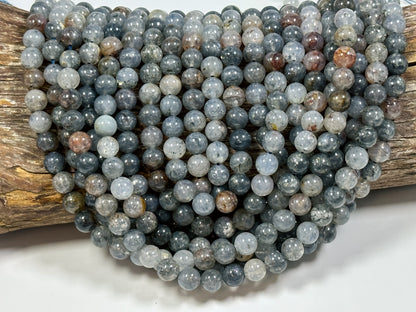 NATURAL Iolite Gemstone Bead 6mm 8mm Round Beads, Beautiful Natural Gray Blue Color Iolite Gemstone Bead Loose Beads Full Strand 15.5"