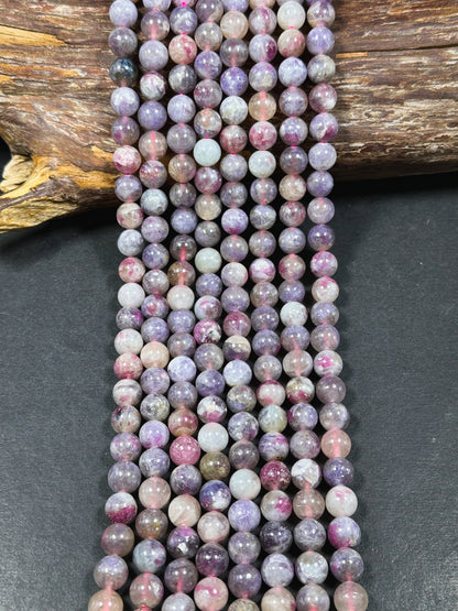 Natural Purple Tourmaline Gemstone Bead 6mm 8mm 10mm Round Beads, Beautiful Purple Pink Color Tourmaline Gemstone Beads Full Strand 15.5"