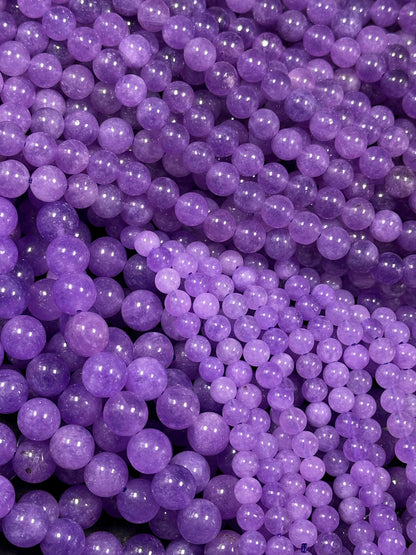 Natural Lavender Jade Gemstone Bead 6mm 8mm 10mm Round Beads, Beautiful Lavender Purple Color Jade Beads, Great Quality Full Strand 15.5"