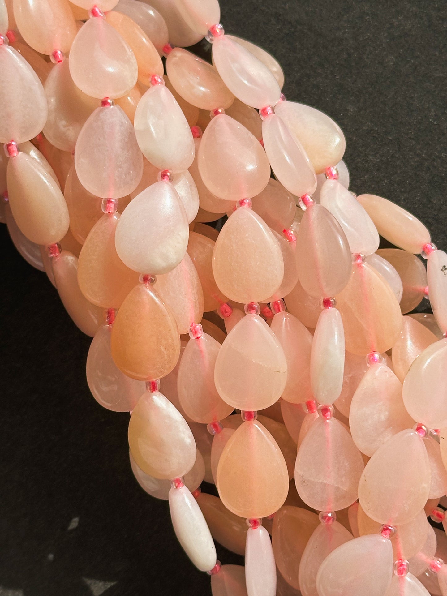 Natural Cherry Blossom Flower Agate Gemstone Bead 18x13mm Teardrop Shape, Beautiful Natural Pink Beige Color Flower Agate Stone Beads 15.5"